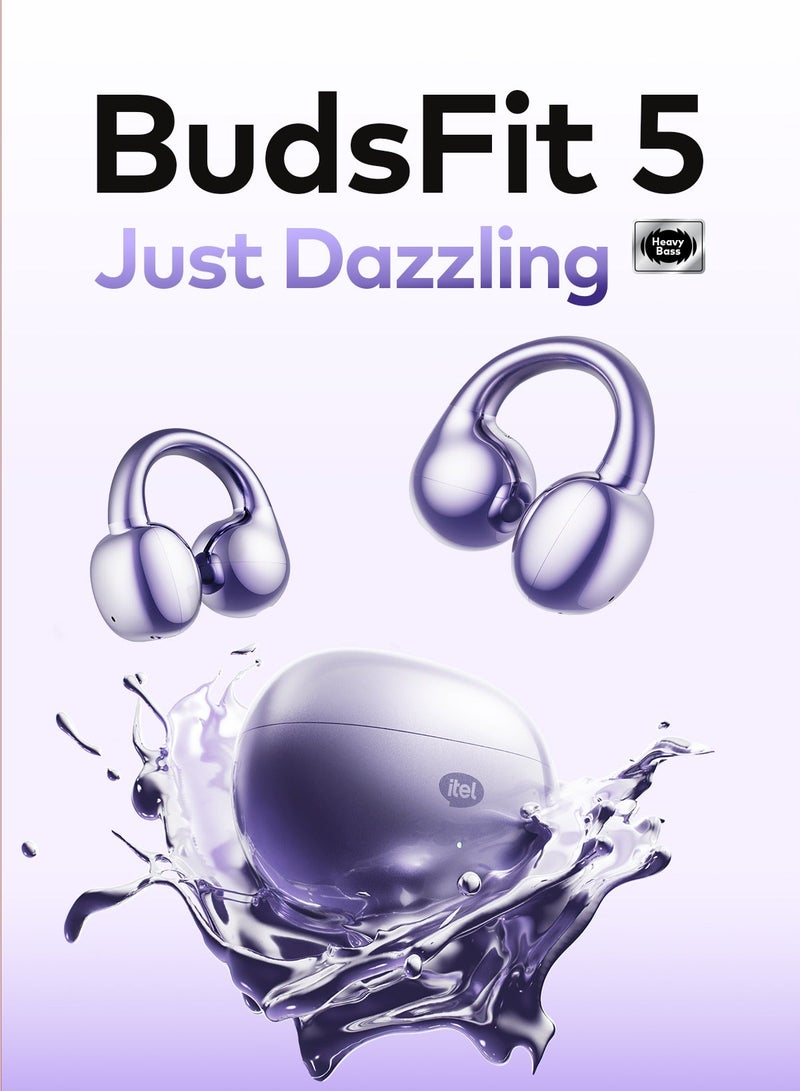 TECNO Camon 40 Pro Dual SIM Glacier White 12GB RAM 256GB 5G - Middle East Version & Open-Ear Listening,Wireless Earphones, BudsFit 5  Earbuds, Bluetooth 5.4 ,IP54 Waterproof, Long Battery Life, iOS And Android  - Starry Purple Bundle - Image 3